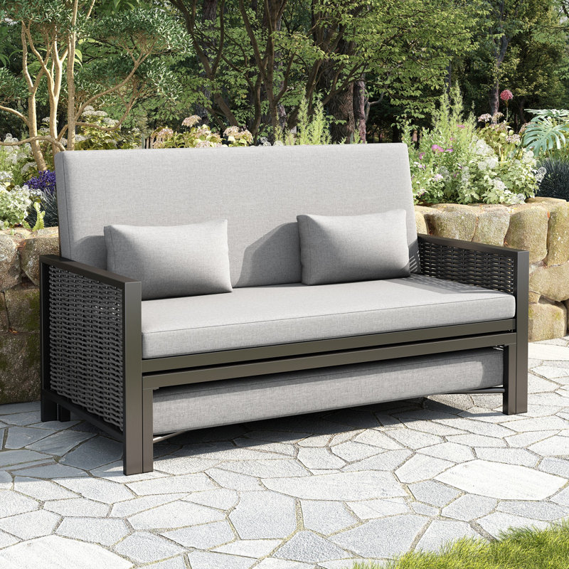 131.5cm Wide Straight Steel Patio Daybed, Grey