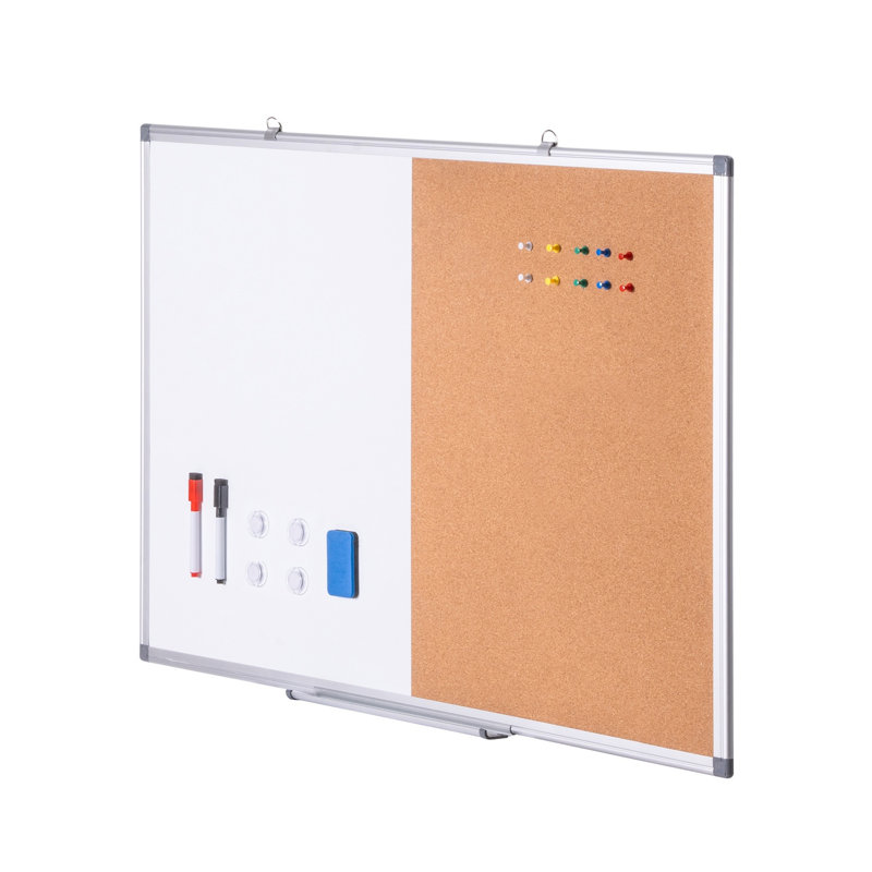 Tableau blanc magnétique 36 "x24" effaçable à sec et tableau de liège avec cadre en aluminium - Babillard mural pour bureau personnel