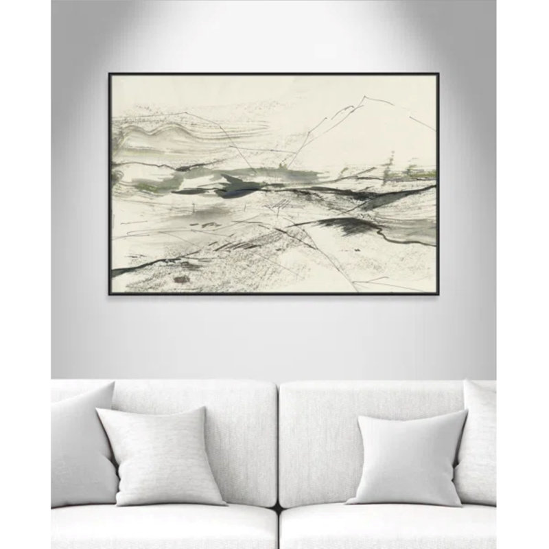 " Green Sketches " by PI Studio, Pas de tapis, H 41,5 po x l 61,5 po x P 2 po, Cadre flottant noir