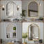Miroir arqué 32 po x 60 po à DEL pour salle de bain, affichage de l'heure et de la température, rétroéclairage, antibuée, à intensité variable, avec trois températures de couleur - miroir de meuble-lavabo moderne, parfait pour un évier, cadre noir-1629426031