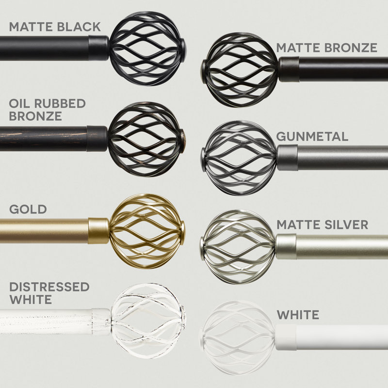 Gold Adjustable Iron Curtain Rod with Open Sphere Finials