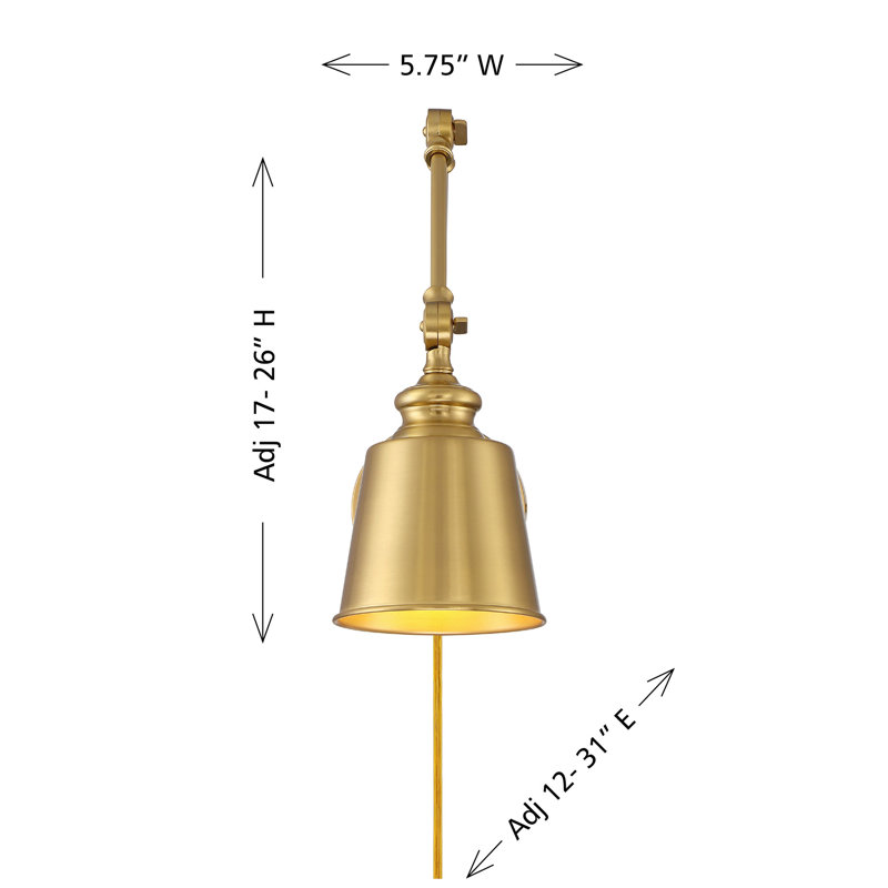 Lila 1-Light Adjustable Wall Sconce in Brass, Brass
