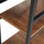 Bureau en L industriel en noyer avec tablettes de rangement