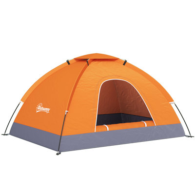 Outsunny 2 Person Camping Tent Dome Tent with Zipped Doors Orange