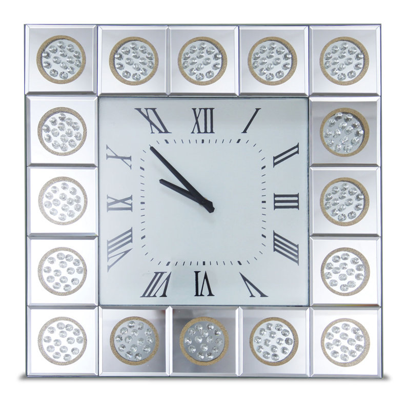 Montreal Square Wall Clock with Crystal Accents