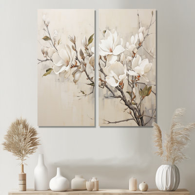 Beige de Magnolias «Dreamy» - impressions de grands magnolias sur toile