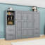 Grand lit escamotable en bois avec 5 tiroirs, armoire latérale et tablettes-1323606169