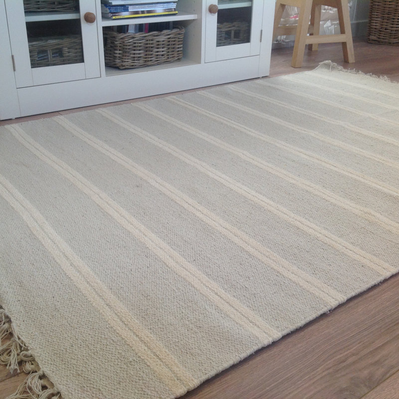 Scalise Striped Cotton Hand Woven Area Rug, Rectangle 120 x 180cm