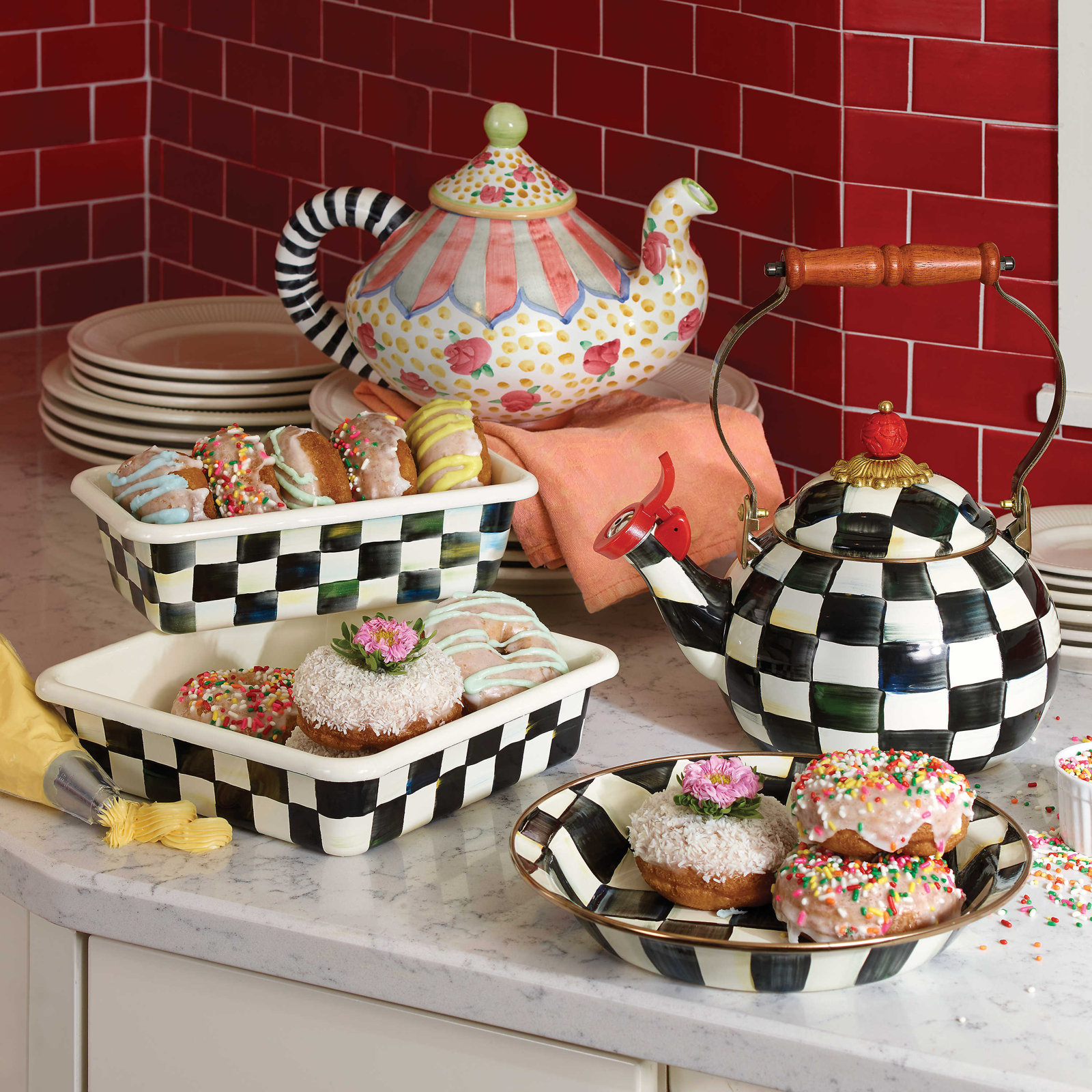 MacKenzie Childs Courtly Check® Whistling Tea Kettle