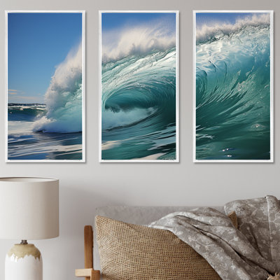 «Turquoise Ocean's Force Unleashed», ensemble d'art mural sur toile côtière