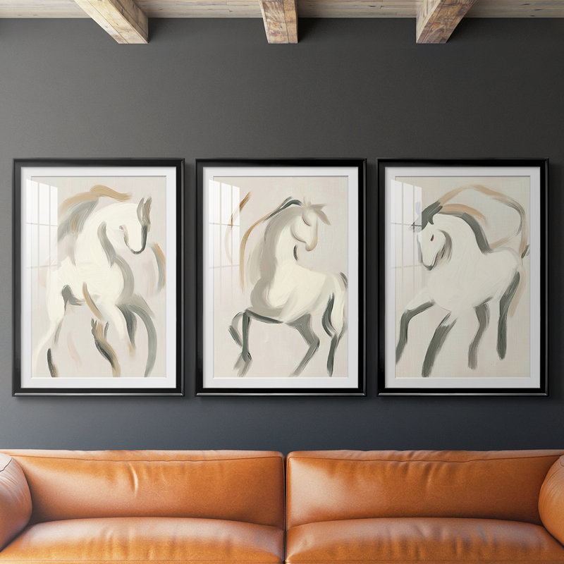 ANIMALS Series CECLXVI - Impression sur mesure encadrée de qualité supérieure - 3 pièces, H 39 po x l 81 po, Noir