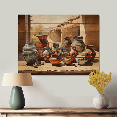 Native Art Pueblo Pottery II, reproduction sur bois naturel