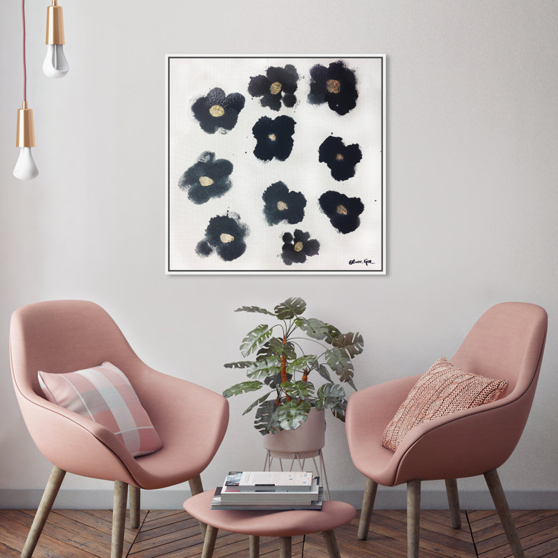 Coco's Gold Camellias - Graphic Art, 24" H x 24" W, White Framed, No Mat