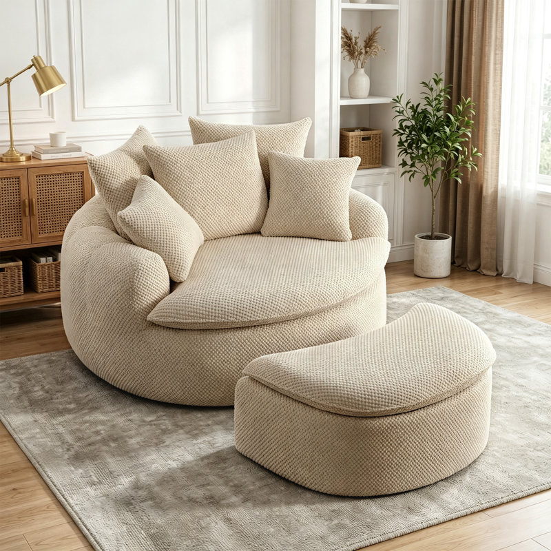 Chaise longue surdimensionnée avec repose-pieds 53,15 po, taupe
