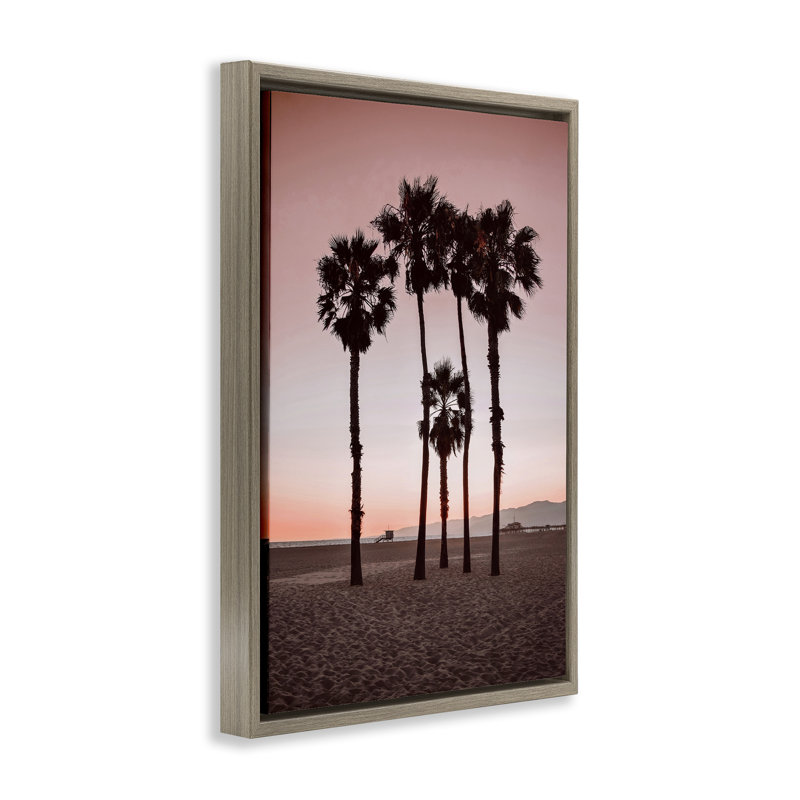 Cadre flottant rose Stanta Monica Palms, design par Natalie Carpentieri, H 25 po x l 17 po, Cadre flottant orme Montalcino