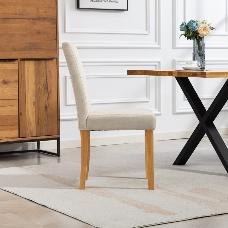 47.5cm H Polyester Upholstered Upholstered Back Parsons Chair, Beige