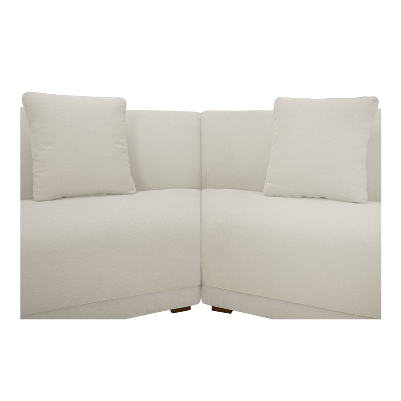 Fraser 3 Piece Modular Sectional With Wedge Slipper White, White Polyester