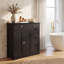 Armoire de salle de bain, armoire de rangement avec 4 tiroirs, 2 portes et tablette réglable-132693059