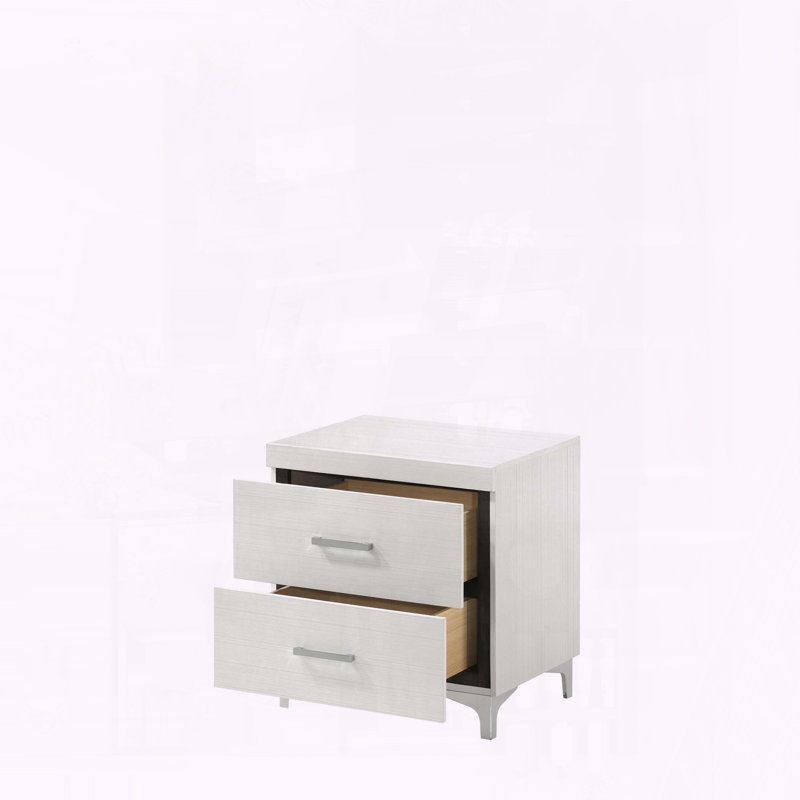 Table de chevet blanche avec tiroir en queue d'aronde et glissière en métal
