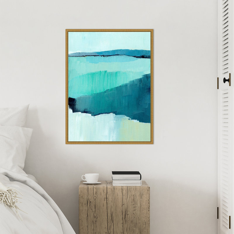 «Cyan Reflections II» par Annie Warren, reproduction d'art sur toile encadrée, H 30 po x l 23 po
