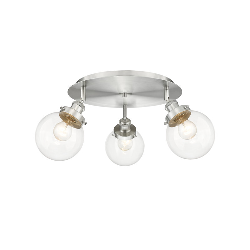 Alphonsa Glass Flush Mount, Clear, Satin Nickel