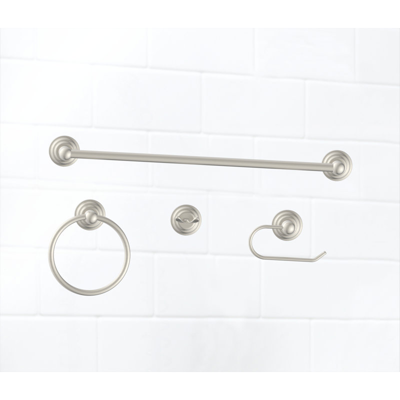 Ensemble de quincaillerie de salle de bain 4 pièces, Nickel brossé