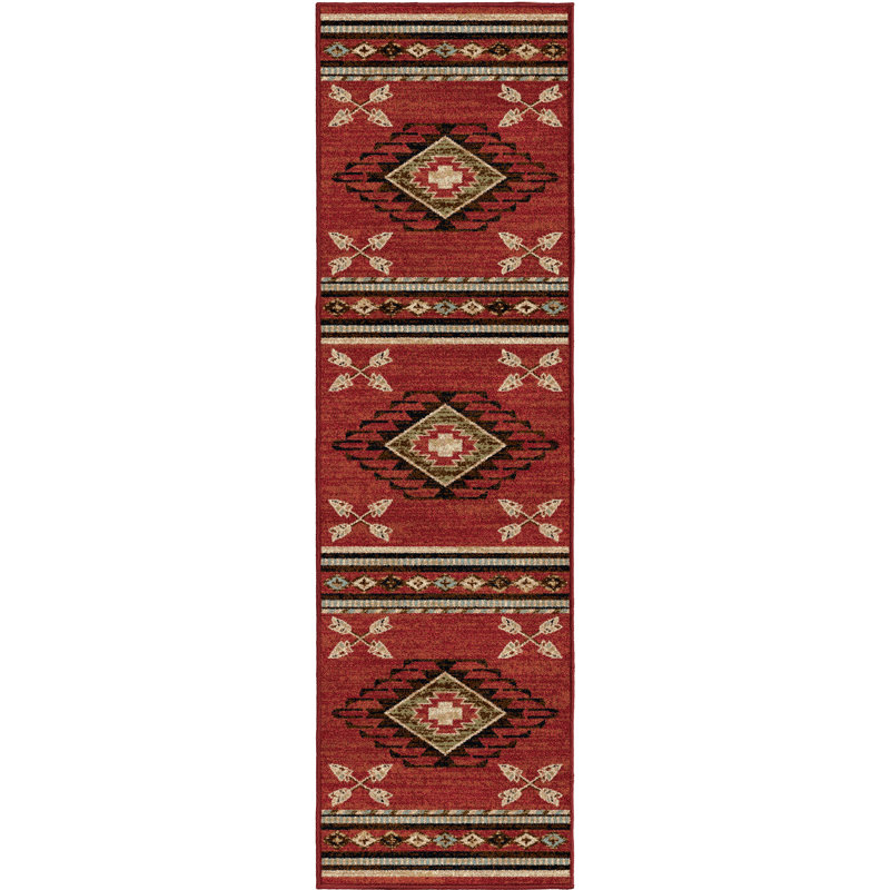 Tapis rouge Perrault Southwestern, Tapis de couloir 2 pi 3 po x 7 pi 7 po