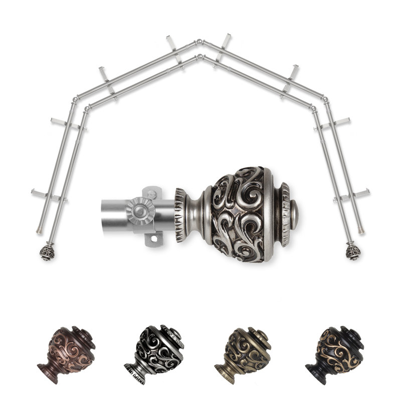 Tringle à rideaux double vitrage 4 côtés Eleanor 13/16, Nickel satiné