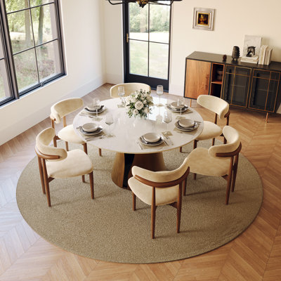 Ensemble de salle à manger moderne 5/7 pièces, ensemble de table de salle à manger rectangulaire pré-assemblé, ensemble de table de salle à manger en pierre frittée avec chaises rembourrées