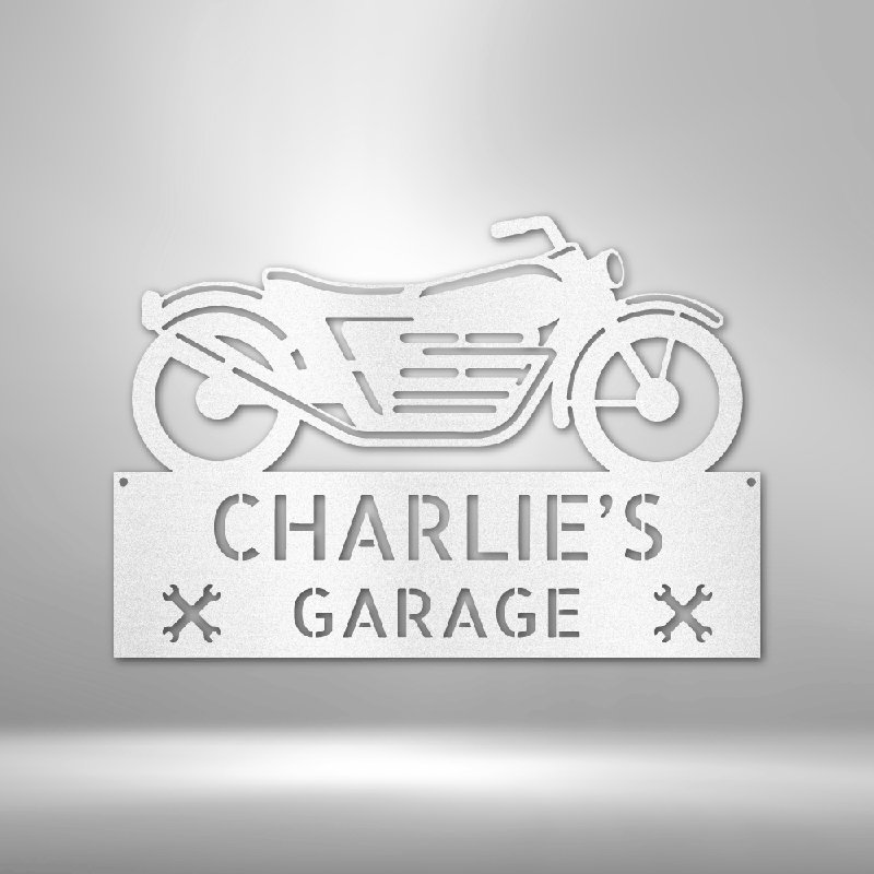 Monogramme personnalisé d'aventure moto en acier, H 14,25 po x l 14,5 po x P 0,5 po, Blanc, Oui