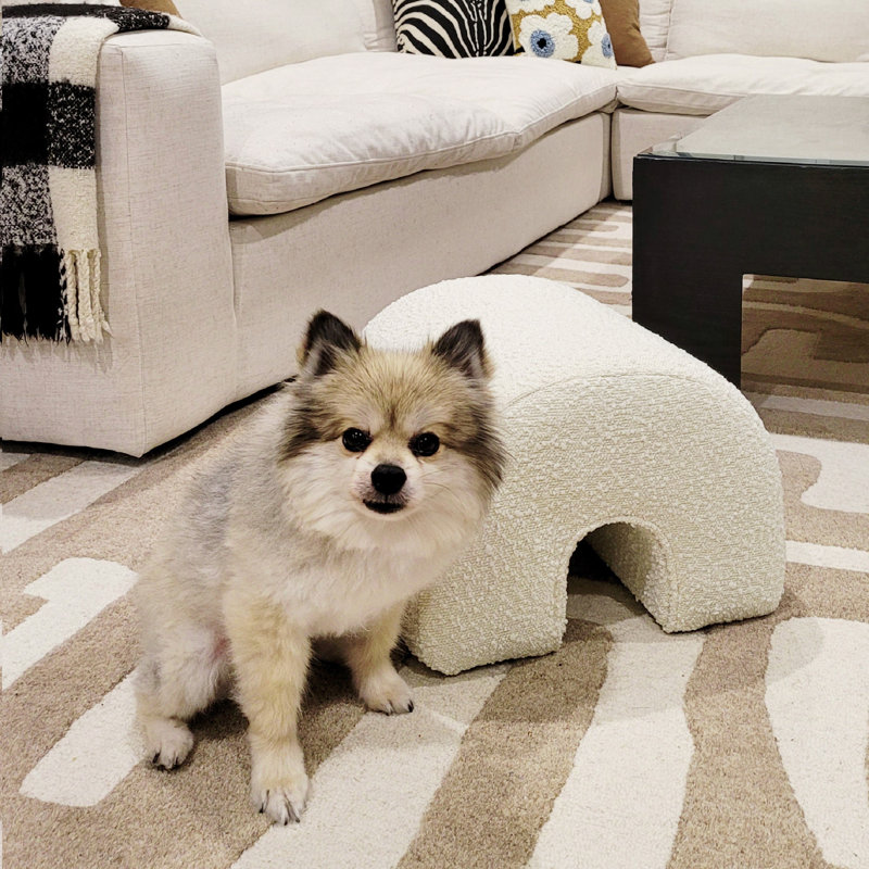 Serafina Upholstered Ottoman, Ivory Boucle