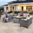 Harbin Wicker Rattan 7 - Person Outdoor Seating Group with Cushions with Fire Pit Table with Swivel Rocking Chairs-664876313