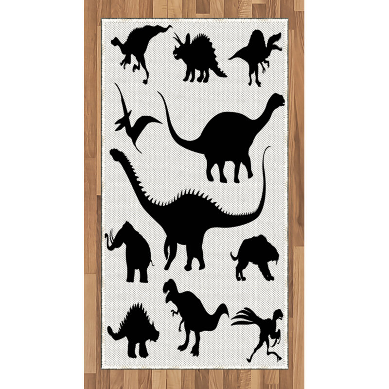 Tapis décoratif à fibres longues haute densité en polyester et coton à motif de dinosaures, Rectangle 2 pi 7 po x 5 pi
