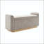 Banc de rangement 49 po en chenille avec charnière de sécurité, base en métal doré et structure en bois-133331875-133331878