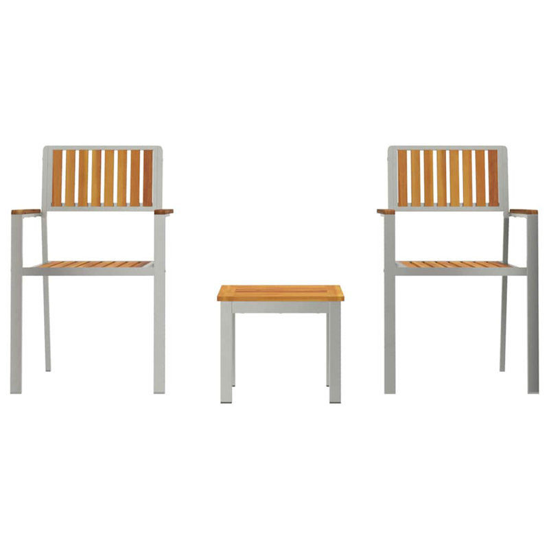 2 - Person Wood Patio Dining Set with Rectangular Table