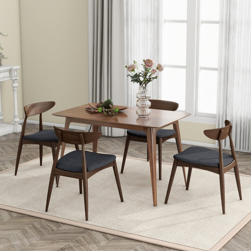 Ensemble de table de salle à manger 5 pièces, 1 table et 4 chaises d'appoint, Gris anthracite