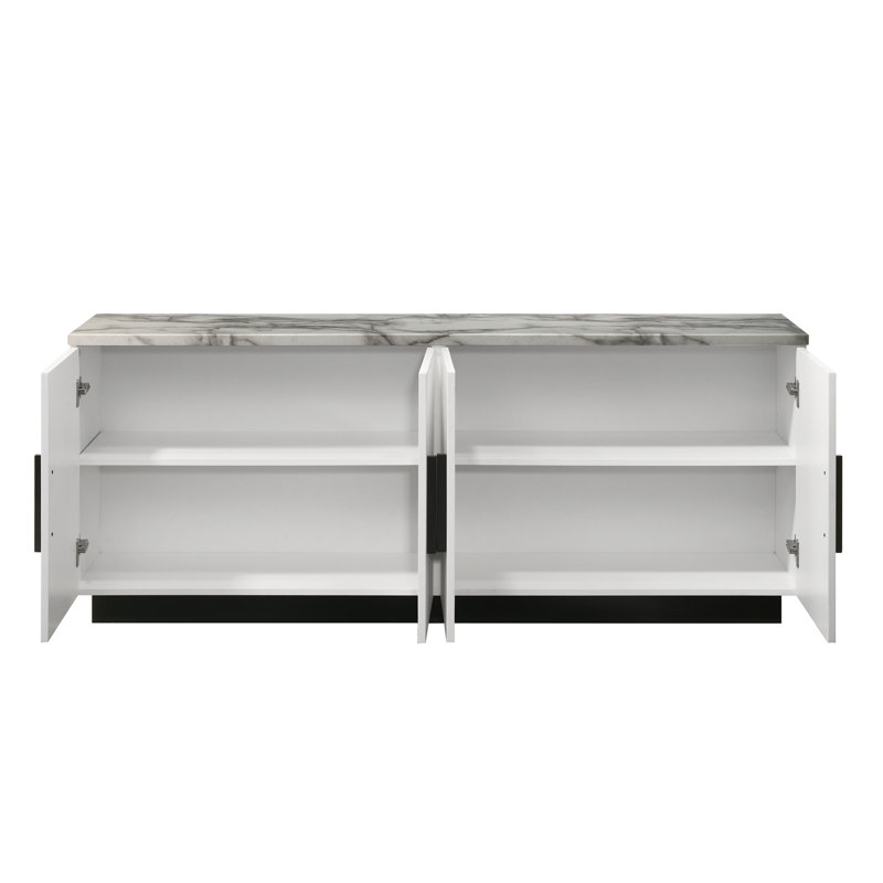 Console avec plateau en faux marbre blanc