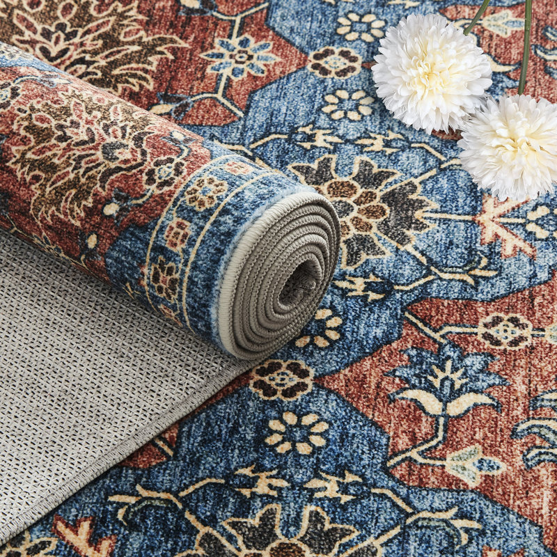 Area Rugs Living Room Washable Vintage Rug Neutral Non-Slip Soft Stain Resistant Indoor Carpet for Bedroom Nursery Dining Room