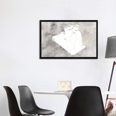 Map Of Algeria 1 Piece Wall Art on Canvas