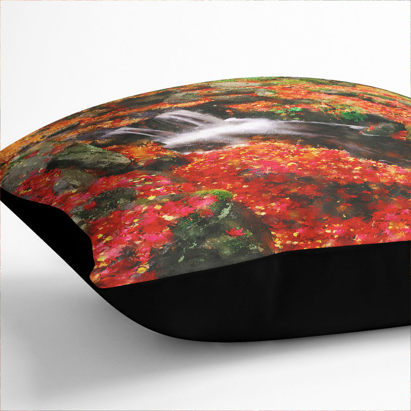 Forest Stream Vol.4 Painting Scatter Cushion, 55cm H x 55cm W x 20cm D, Black