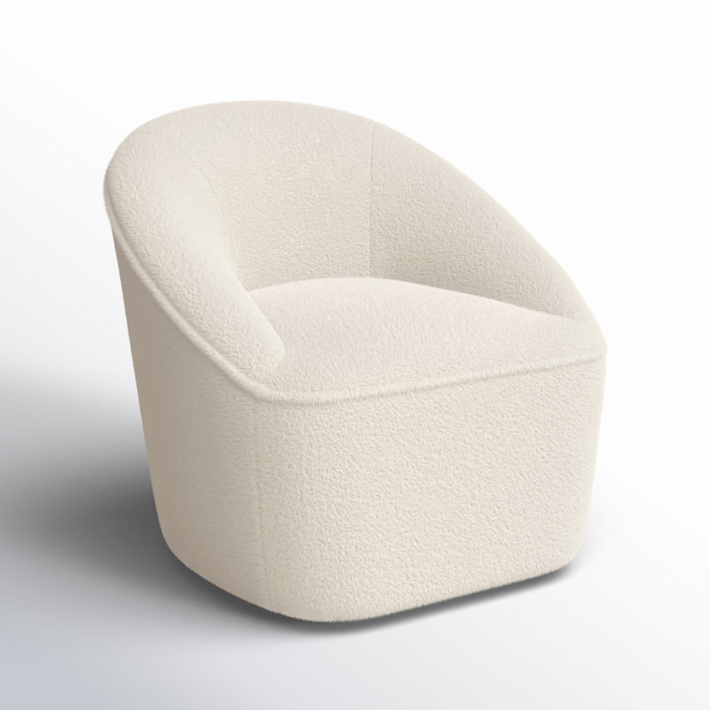 Fauteuil demi-tonneau Alemar, 100% polyester blanc laiteux