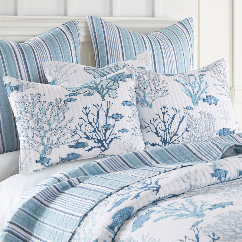 Lacey Sea Quilt Set, Twin Quilt + 1 Sham