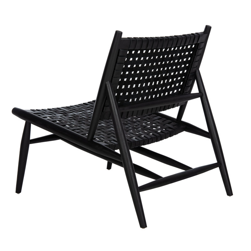 Laylon Upholstered Side Chair, Black, Black Genuine Leather