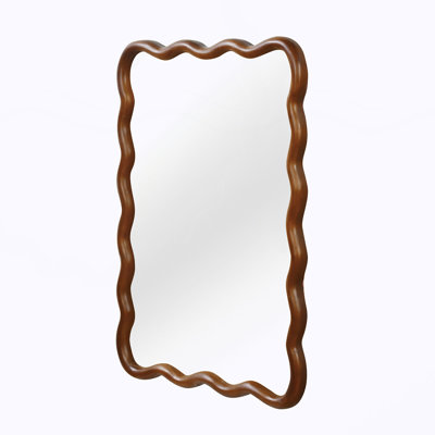24"x36" Wavy Rectangle Solid Wood Frame Decorative Mirror,For Bedroom, Bathroom, Living Room, Entryway