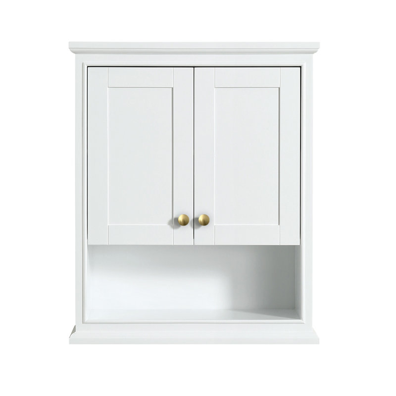 Deborah Bathroom Storage, White/Brushed Gold Trim