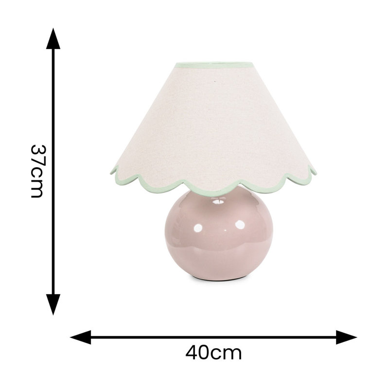 Berngard 37cm Lamp, Green/White, Cream, Yes