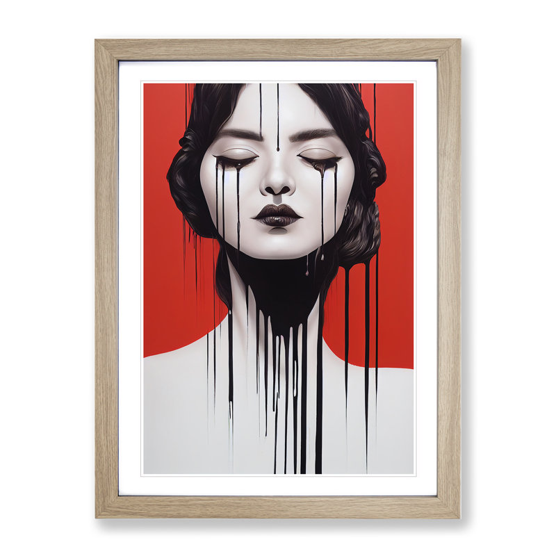 Painted Woman No.1 Abstract - Single Picture Frame Painting, 46cm H x 34cm W x 2cm D, Oak Framed