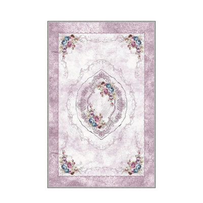 Luxurious Woven Area Rug, 5.9 x 9.2 ft, 100% Polyester, Antibacterial | Non-Slip PVC Felt Dot Underside, 0.3 in Pile Height | Machine Washable, 3D Digital Print, Perfect for Living Room & Bedroom Décor