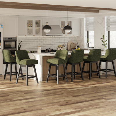 360°Bar Counter Stool with Solid Wood Frame