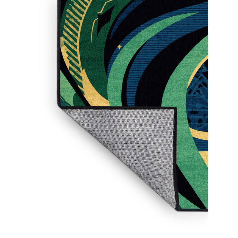 Machine Washable Joyce Loki Eclectic Abstract Rug in Blue – Black Binding, 8x10